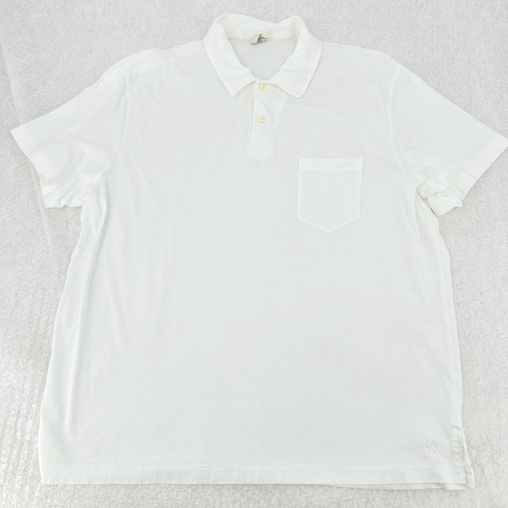 Polo Ralph Lauren Men Polo Shirt XL White Cotton Jersey Pocket Preppy Old Money